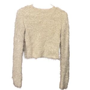 Akira Chicago Red Label Fuzzy Cream crop Sweater